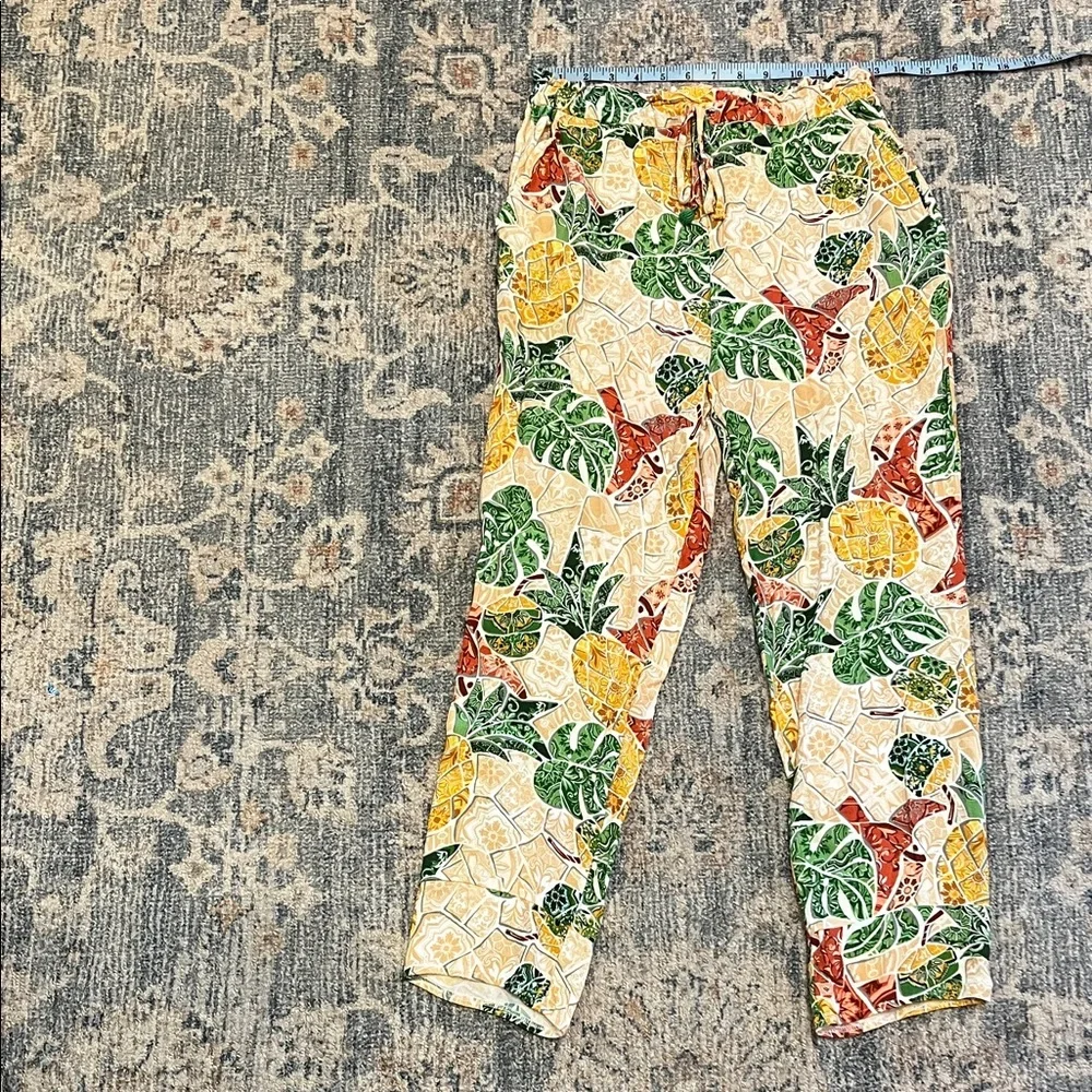FARM Rio Anthropologie Mosaic Tapered Pants Green Tropical Size Small - Picture 5 of 13